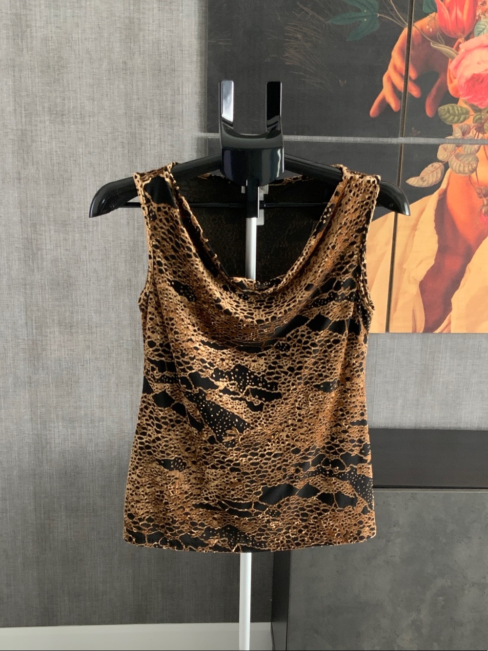 Vintage Arianne Brown & Black Velvet Cowl Neck Camisole M